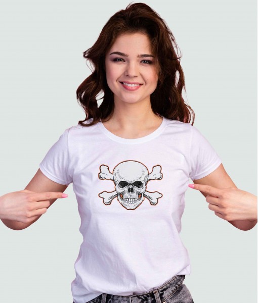 Дамска тениска с щампа Готика Череп и кости - TShirtArtShop.com